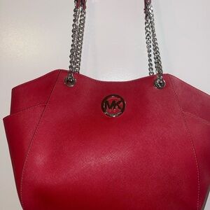 MK shoulder tote with silver chain